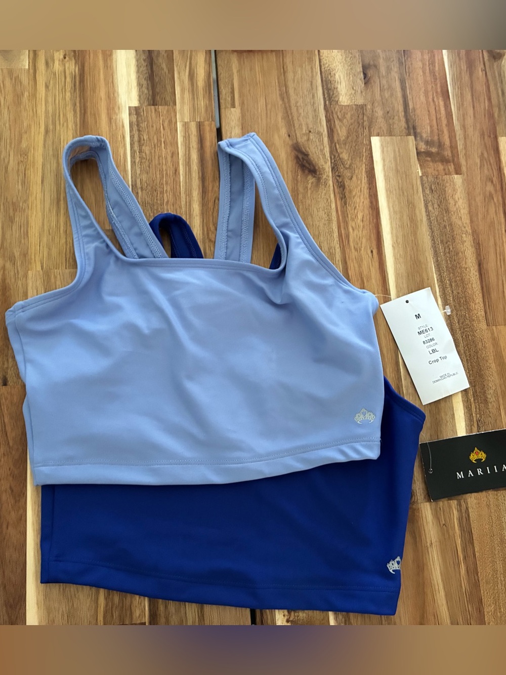 MARINA Two-Tone Light Blue & Royal Blue Sports Crop Top